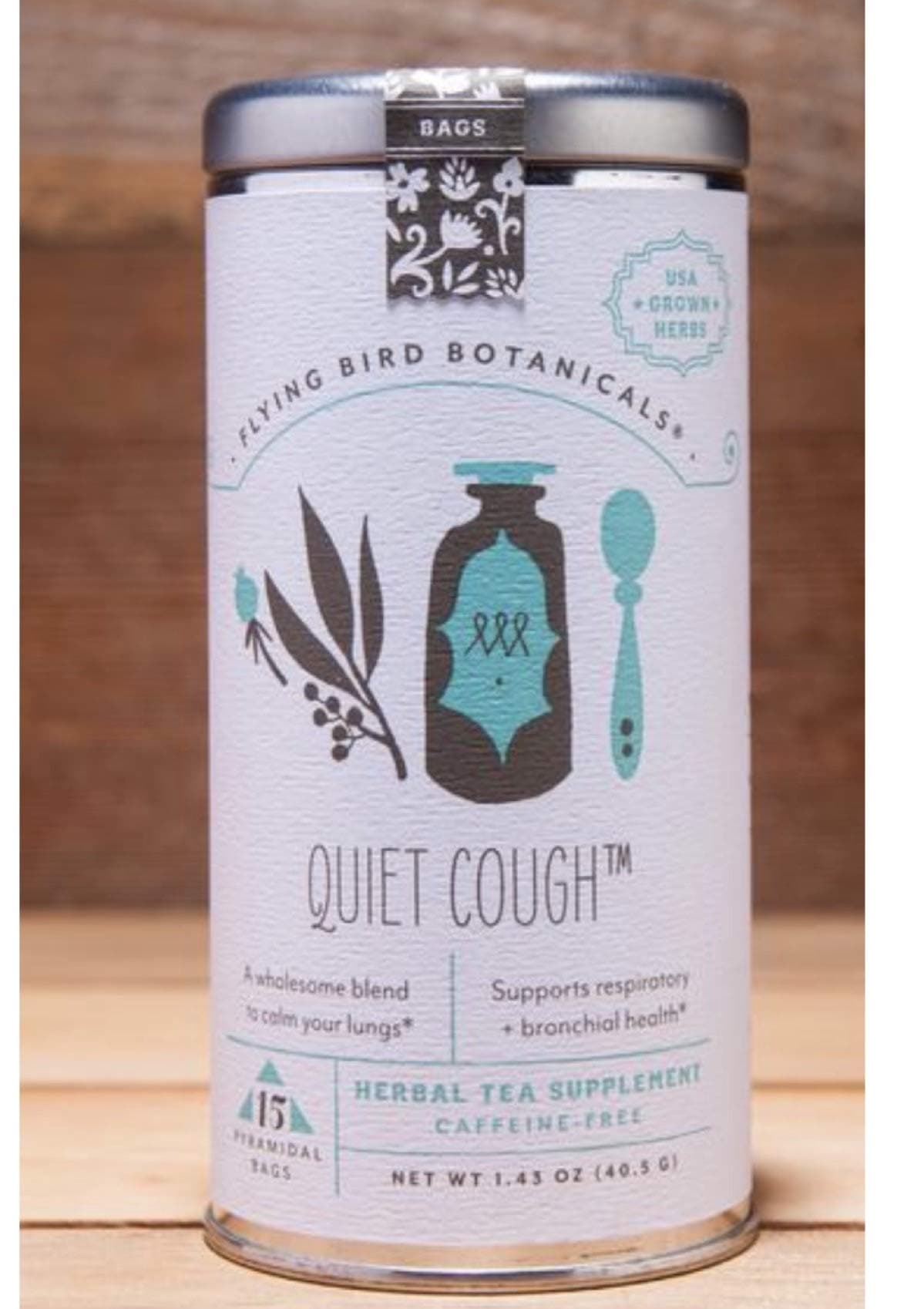 FLYING BIRD BOTANICALS, QUIET COUGH TEA, 15 COUNT