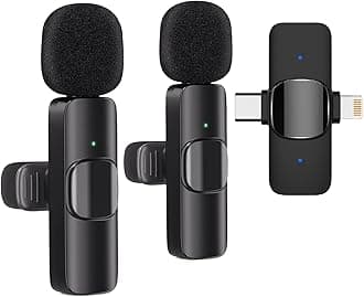 Wireless Lavalier Microphones, 2-in-1 Universal Receiver for Android iPhone iPad Laptop, USB-C, Wireless Mini Microphone for Video Recording, Vlog, YouTube, TikTok