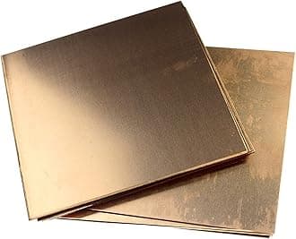 Bopaodao C110 Copper Sheet 99.9% Pure Copper Conductive, Thermal, and Corrosion Resistant Sheet Metal Plate, for Electrical and Thermal Conductivity Equipment, T 1mm x W 100mm x L 100mm, 2Pcs