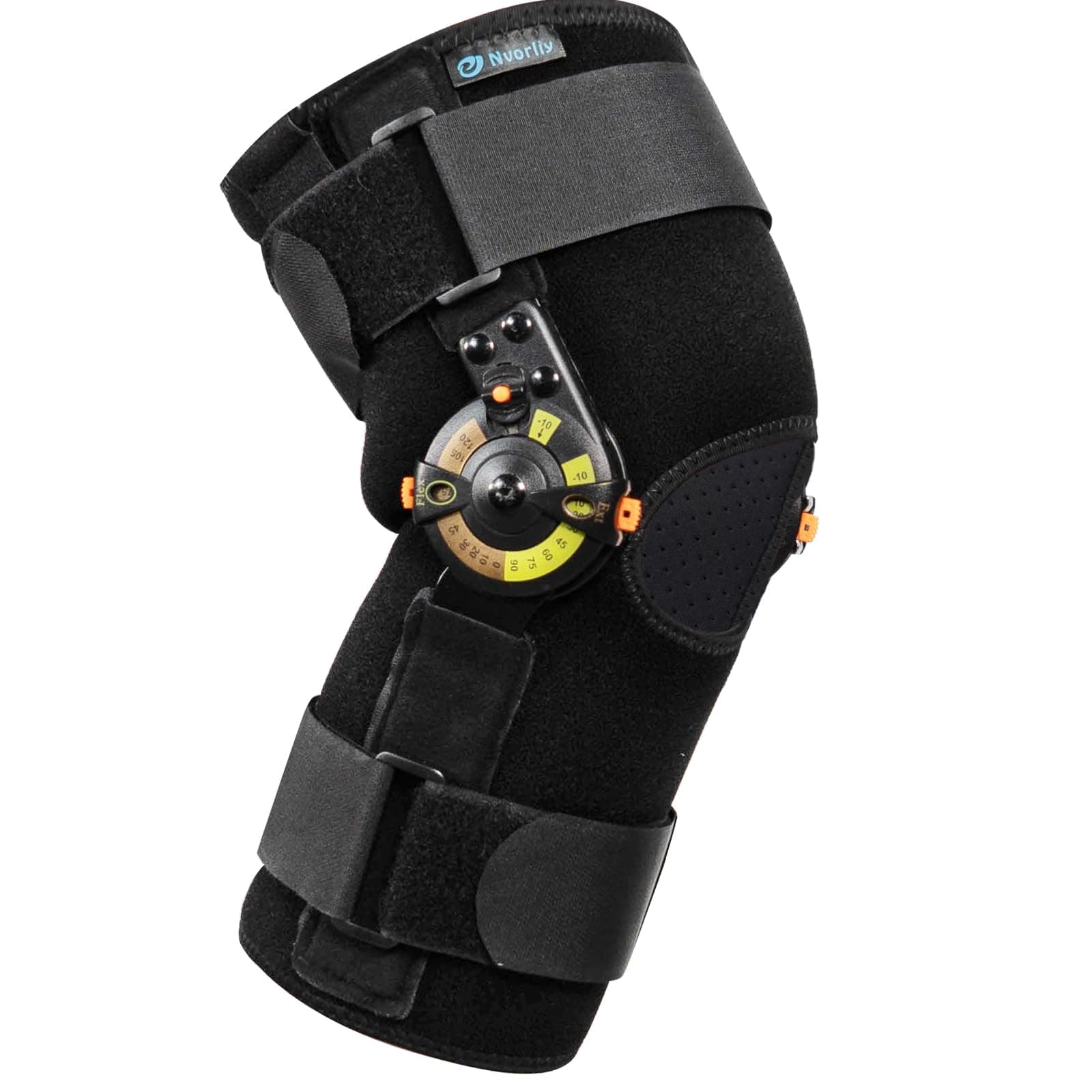 Nvorliy Hinged ROM Knee Brace with Side Stabilizers & Locking Dials, Post Op Knee Immobilizer for Arthritis, ACL, MCL, PCL, Meniscus Tear, Injurie/Knee Pain, Medical Orthopedic Support (X-Large)