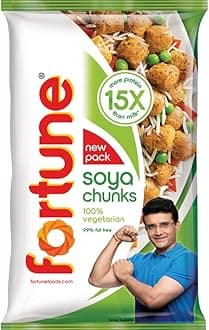 Fortune Soya Chunks, 15x more protein than milk, 1kg (Item weight may vary)