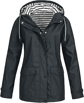 Women's Rain Jacket Large Sizes Waterproof: Windbreaker with Striped Lining Hood Thin Transition Jacket Windproof Plain Functional Outdoor Jacket S - 5XL, darkgray, XL