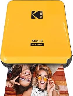KODAK Mini 3 Square Portable Wireless Mobile Photo Printer, Print Social Media Photos with iOS & Android Through Bluetooth, Real Photo (3 x 3), 4Pass Technology - Yellow