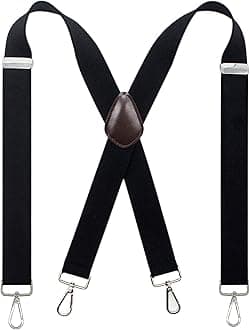 BiotertiMen’s Heavy Duty X- Back 1.4 Inch Suspenders with 4 Snap Hooks