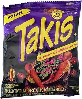 Dave's American Food (PACK OF 3) Takis Dragon Sweet Chili Rolled Tortilla Chips, 90g/3.15 oz