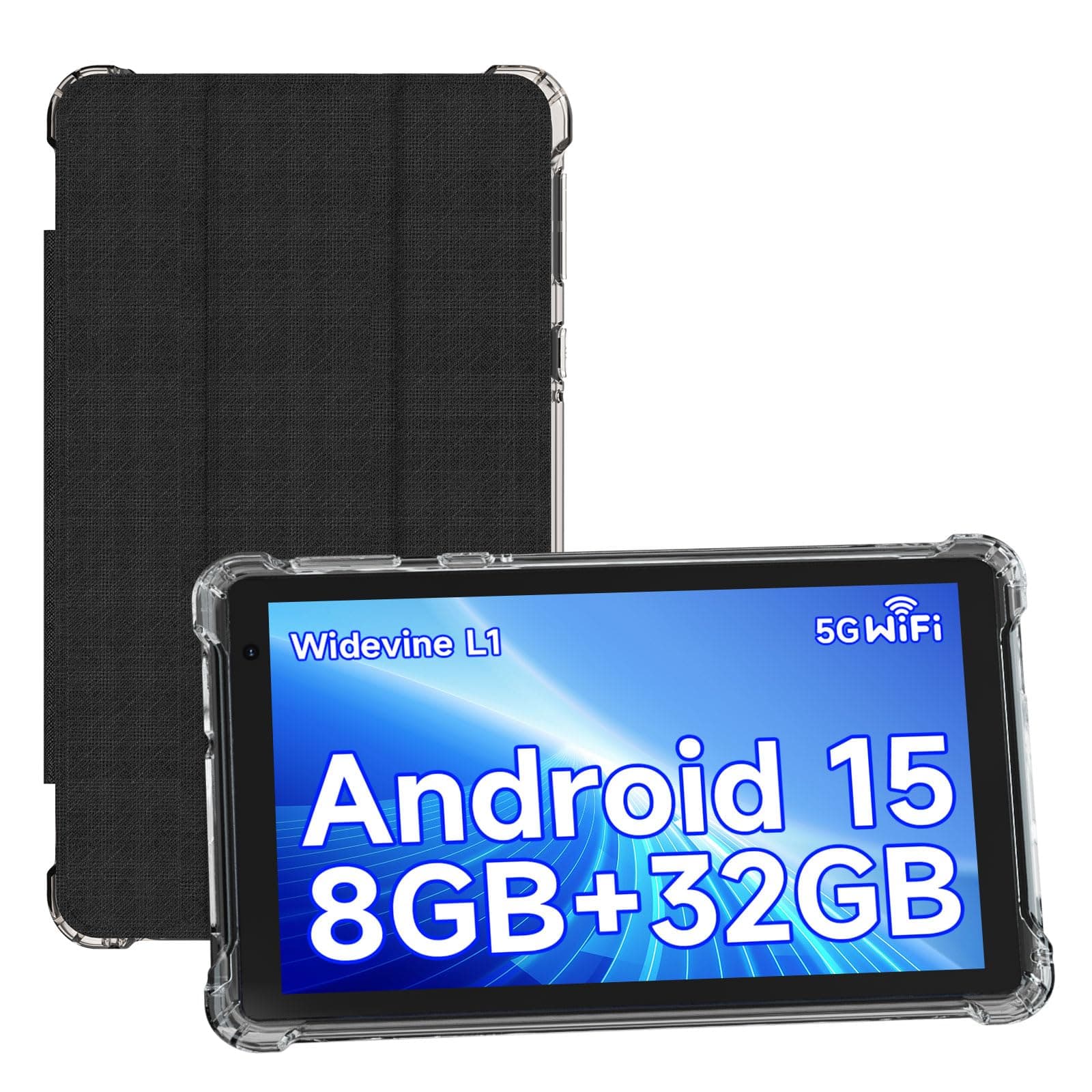 YQSAVIOR Tablets, Android 15 Tablet 7 inch, 8GB RAM 32GB ROM Tablet PC Quad-Core Processor Computer Tablet for Kids, IPS Screen, Dual Camera, WiFi, Bluetooth Tab PC