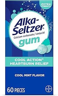 Cool Action Heartburn Relief Gum, Extra Strength Antacid, Acid Indigestion and Heartburn Relief, Upset Stomach Relief, Neutralizes Acid Fast, No Chalky Taste, Cool Mint Flavor, 60 Count