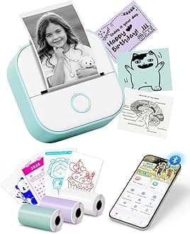 Memoking Sticker Printer - T02 Mini Thermal Printer for Kids, Smart AI APP, Portable Bluetooth Sticker Label Maker Machine, Pocket Phone Printer for iPhone, for Study, Anatomical Diagram, DIY, Photos