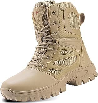 IYVW 2021 Shoes Work Utility Footwear Military Tactical Mens Army Outdoor Sports Camping Hiking Work Combat Lace Up Breathable High Top Side Zipper Desert Leather Shoe Boots