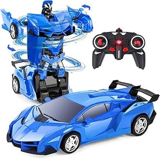 Thedttoy Transforming Toys Remote Control Transform Car 2 in 1 Remote Control Cars for Kids Boys Ages 3-10 Deformation Robot RC Car for Kids Boys Girls (Blue)