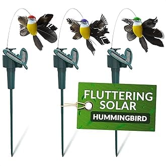3Pcs Fluttering Solar Hummingbird - Cute Hummingbird Easter Garden Decor with Solar Hummingbirds - Three Random Bright Colors, Easy Installation, Waterproof Outdoor Yard Decor | Battery Not Included