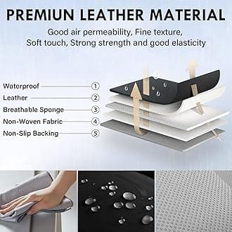 Coverado Rear Seat Covers, Leather Back Seat Cover for Car, Universal Waterproof Automotive Seat Cushion Protector for Most Cars Trucks SUV (Gray)