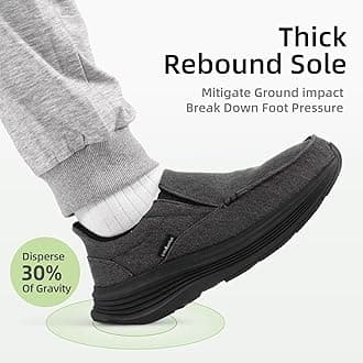 Men's Orthopedic Slip On Loafers with Arch Support: Comfortable Plantar Fasciitis Orthotic Shoes for Plantar Fasciitis, Canvas Thick Sole Walking Shoes for Foot and Heel Pain Relief