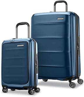 2 Piece Luggage Set with 21/28” Hardside Lightweight Octiv (Carry-On Pro with Front Pocket & Large Checked) Expandable, Four Spinner Wheels, Adjustable Handle, TSA Approved Lock - Blue