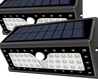 Solar Lights, Lampat Bright 62 LED Solar Powered Security Lights Waterproof Outdoor Motion Sensor Lighting for Wall, Patio, Garden, Landscape, Deck, Shed, Lawn, 2 Pack