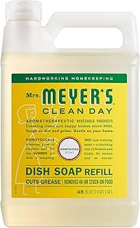 MRS. MEYER'S CLEAN DAY Liquid Dish Soap Refill, Biodegradable Formula, Honeysuckle, 48 fl. oz