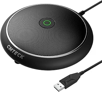 CMTECK Conference USB Microphone, Computer Desktop Mic with Mute Function, Omnidirectional Condenser PC Mic for Video,Streaming, Skype, Plug & Play Compatible with MacOS X Windows (No Speaker)