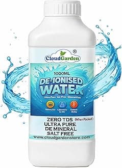 CloudGarden Ultra Pure Deionized Water 1L – Zero TDS Mineral-Free Water for Batteries CPAP Humidifiers Coolants and Electronics Cleaning