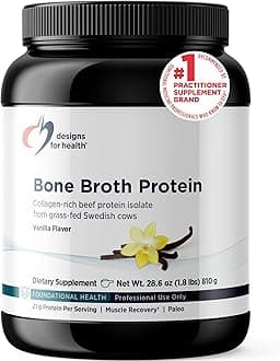 Designs for Health PurePaleo Collagen Protein Powder - 21g HydroBEEF Bone Broth Protein Supplement with Collagen Peptides + BCAAs - Vanilla, Non-GMO, Dairy-Free + Gluten-Free (30 Servings / 810g)