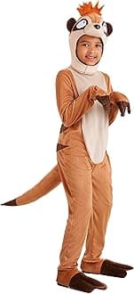 Meerkat Kids Costume - Plush Jumpsuit, Headpiece, Mitts, Shoe Covers.