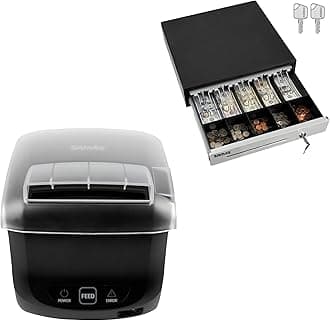 Black GIANT-100 Compact 3" Thermal POS Printer USB Serial Ethernet, with Splash Cover Included 16" Black Cash Drawer
