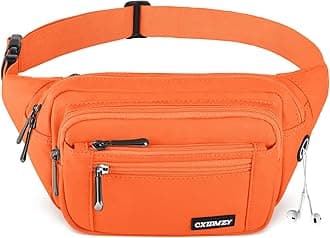 CXWMZY Fanny Packs For Women & Men Waist Pack Hip Bum Bag with Multi-Pockets Large Capacity Waterproof Casual Bum Bag for Disney Traveling Casual Cycling Running Hiking (Orange)