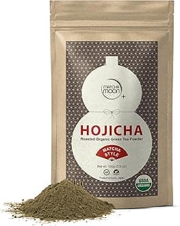 Matcha Moon Organic Hojicha Powder | Japanese Roasted Green Tea from Uji, Kyoto, Japan | Unsweetened, Low Caffeine Matcha-Style Tea – 100g Resealable Bag