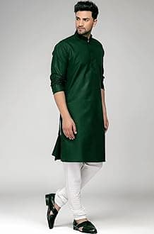 Multi Colored Cotton Plain Men's Ethnic Kurta Only