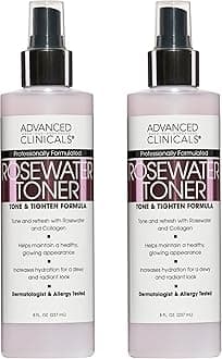 8oz Advanced Clinicals Rosewater Toner with Charcoal and Aloe Vera. Balancing PH formula detoxifies and hydrates skin and improves overall skin tone. Alcohol-free. (Two - 8oz)