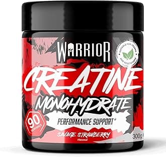 Warrior Creatine Monohydrate Powder 300g (90 Servings) – Pure Micronised Creatine Powder Supplement for Men & Women, Pre & Post Workout Strength, Muscle Growth & Recovery, Vegan – Savage Strawberry