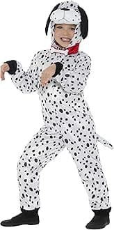 Smiffys Dalmatian Costume, Black & White with Hooded Jumpsuit & Tail, Children's Animal Fancy Dress, Animal Dress Up Costumes