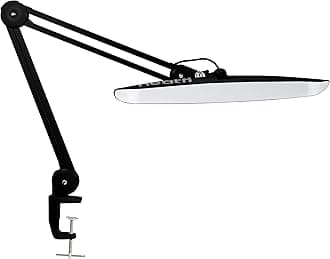 XL 2200 Lumens 24W LED Desk Lamp – Shadow-Free Task Lighting | 4-Level Dimming | Home Office & Crafts Use | 50cm Wide Head (Black, Non-CCT with Clamp)