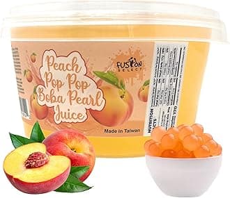 Fusion Select Boba Bursting Bobaz Popping Bobaz Pearls Fruit Tea Snack Toppings (490 Grams, Peach)