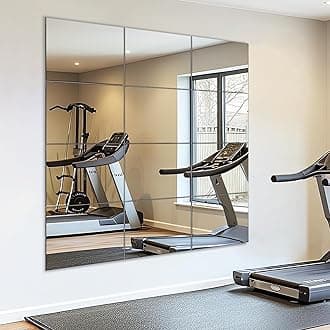 VASUHOME Home Gym Mirrors 14 x12 Inch - 12PCS HD Glass Wall Mounted Mirror Tiles for Home Gym, Bedroom, Living Room, Door, Closet