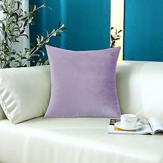 mixeoo Comfy Lavender Throw Pillow Covers Decorative Square Solid Thick Velvet Super Soft Cushion Cases Home Decor for Sofa Couch Living Room Chair, Set of 1, 24 x 24 Inch