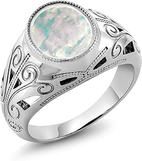 Gem Stone King 3-6 Cttw Oval Gemstone Birthstone Ring for Men | 925 Sterling Silver | Oval 12X10MM | Available in Size 7, 8, 9, 10, 11, 12, 13