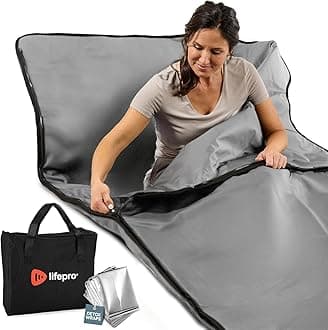 LifePro Far Infrared Sauna Blanket - Portable Infrared Sauna for Home Relaxation - Sauna Blanket Grey- Infrared Blanket Sauna with 77–176 °F Temp Range
