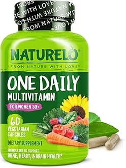NATURELO One Daily Multivitamin for Women 50+ (Iron Free) - Menopause Support for Women Over 50 - Whole Food Supplement - Non-GMO - No Soy - 60 Capsules - 2 Month Supply