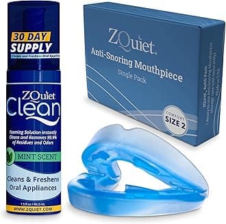 - Anti-Snoring Mouthpiece Solution - Comfort Size #2 (Single Device) + Cleaner (1.5oz Bottle) - Made in USA Snoring Solution for a Better Night’s Sleep (Blue)