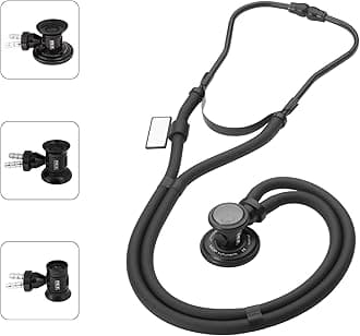 Sprague Rappaport Dual Head Stethoscope with Adult, Pediatric, Infant Convertible chestpiece - All Black (MDF767-BO)
