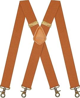 Vintage Suspenders for Men Heavy Duty 4 Snap Hooks for Belt Loops Adjustable X Back