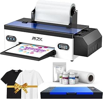 MZK L1800 Printhead A3 Roll DTF Transfer Printer,High-Speed Print for Different Fabrics,13”Max Print Width 2880 DPI,White Ink Circulation,2-Year Ink Included (Printer+Oven+Ink+Film)