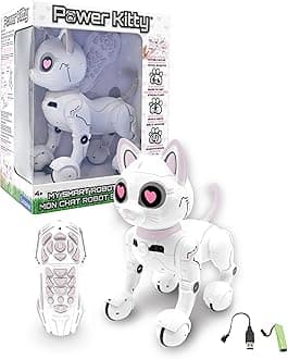 Power Kitty® - Remote Control Robot Cat, Programmable Smart Robot, Light, Sound, White/Pink - KITTY01