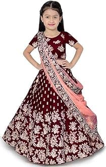eneric Girl's Jute Cotton Semi-stitched Lehenga Choli