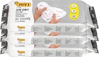 Jovi -Air Dry Kit of 3 units of 500 g - Self-hardening modelling clay based on wet clay, Drying without oven, Colour: White, Ideal for children 3 years and older (P85/3)