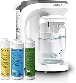 - AquaTru Carafe Countertop Water Purifier | Compact 4-Stage Reverse Osmosis System with Glass Carafe Removes 84 Contaminants Including Forever Chemicals, Lead & Fluoride | No Plumbing
