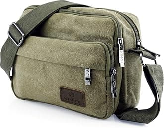 GEARONIC TM Men Vintage Crossbody Canvas Messenger Shoulder Bag Hiking Military Travel Satchel
