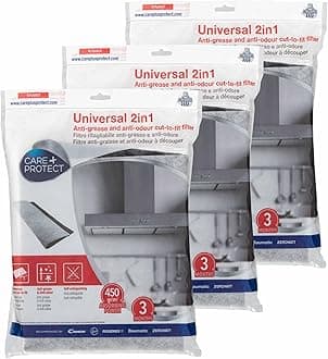 – Care+Protect 2 in 1 Anti-Grease and Anti-Odour Filter for Hoods - Universal - Cut-to-Fit - High Absorption Power x3