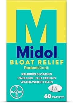 Midol Bloat Relief Caplets with Pamabrom, Relieve Bloating Symptoms Before and During Your Period, Provides Up to 6 Hours of Relief for Women, 60 Count