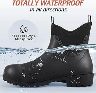 Showave Ankle Rain Boots Women Waterproof Garden Boot Comfort Lined Rubber Mud Chore Booties Slip on Chelsea Rain Footwear